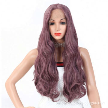 MYZYR private label synthetic wig, synthetic lace frontwigcheapresistantsynthetic wig 28Inch Front lace curls Fuchsia